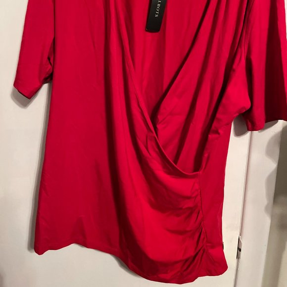 NWT TALBOTS WOMAN RED V-NECK SHORT SLEEVE BLOUSE SZ 1X - Picture 6 of 6